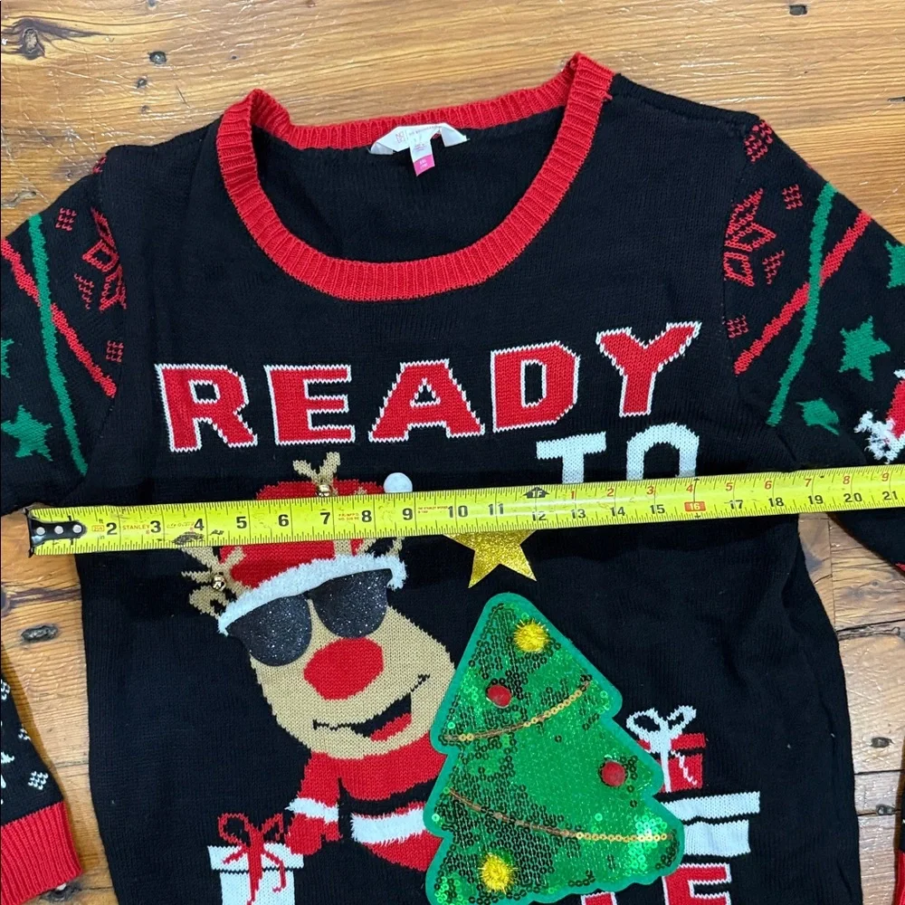 No Boundaries Black Reindeer Christmas Holiday Sweater Size XXL